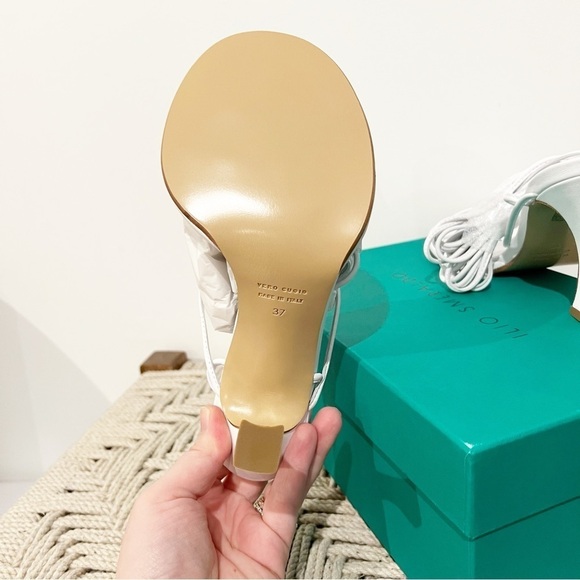 NWT Ilio Smeraldo llenia 02 Strappy Ankle Tie High Heel Sandals White size 37 - Picture 11 of 12